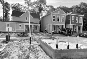 Homes under construction along St. Anns Alley as part of Phase II