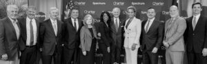 Pictured (l-r): Todd Cullum, Lexington County Council member; Ben Breazeale, senior director, Government Affairs, Charter Communications; State Sen. Nikki Setzler; Tony Guevara, senior vice president of inbound and outbound sales, Charter Communications; State Sen. Katrina Shealy; Marva Johnson, group vice president, State Government Affairs, Charter Communications; South Carolina Governor Henry McMaster; Tamara Bowens, group vice president, inbound and outbound sales, Charter Communications; John Gomez, vice president, inbound sales, Charter Communications; Scott Whetstone, Lexington County Chairman; and State Sen. Shane Massey.