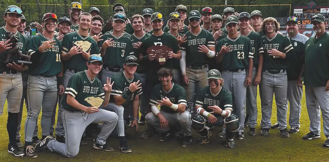 The River Bluff Gators won their third straight Forest Acres Classic with a 12-2 win over the Dutch Fork Silver Foxes in this year’s championship game. Head Coach Mark Bonnette; Assistant Coaches Lucas hummers, Paul Free, and Tommy Mishoe; 1 Matthew Garris; 2 Stephen Collier; 3 Andrew Vaughan; 4 Wyatt McPherson; 5 Walker Mitchell; 6 Preston Sutton; 7 Hodges McCathern; 8 Colby Reynolds; 9 Thomas Powell; 10 Weston Grant; 11 Cameron Woodruff; 12 Walker Godwin; 13 Coleman Szuhy; 14 Logan Busbee; 15 Beau Hollins; 16 Garrett Sanders; 17 Connor McIntyre; 18 Wyatt Meldrim; 19 Matt Lawrence; 20 Alex Robbins; 22 Myles Proffitt; 23 Manning Burgess; 24 Hayden Barker; 25 Landon Gross; 26 Braden Sox; 27 Jack Rivers; 28 Zach Ortiz; and 35 Dalton Corley. Photos contributed by Stephen Skrocki