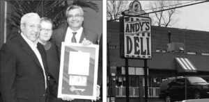 Andy Shlon (l), owner of Andy’s Deli, opened Andy’s Deli in 1978 and was awarded the Key to the City by Mayor Steve Benjamin and City Council December 16, 2014. City council also approved a resolution for the honorary naming of the 2000 block of Greene Street as “Andy Shlon Street” on March 15, 2016. Photos by Josh Cruse