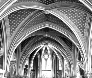 The ceiling of Sainte–Chapelle is dazzling.