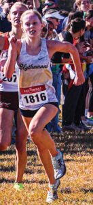 Blythewood’s Anna Kelly finishes second at the Girls Class 5A Division I Cross Country State Championships.